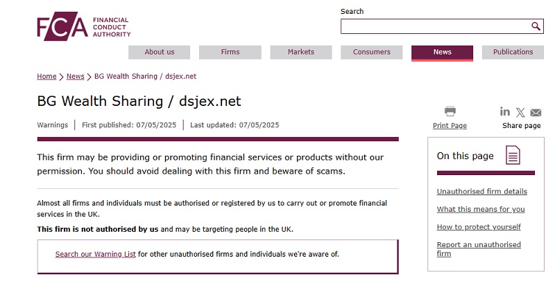 BG Wealth Sharing & DSJEX: A 2026 Investigation Into a “Signals” Platform Flagged by Regulators