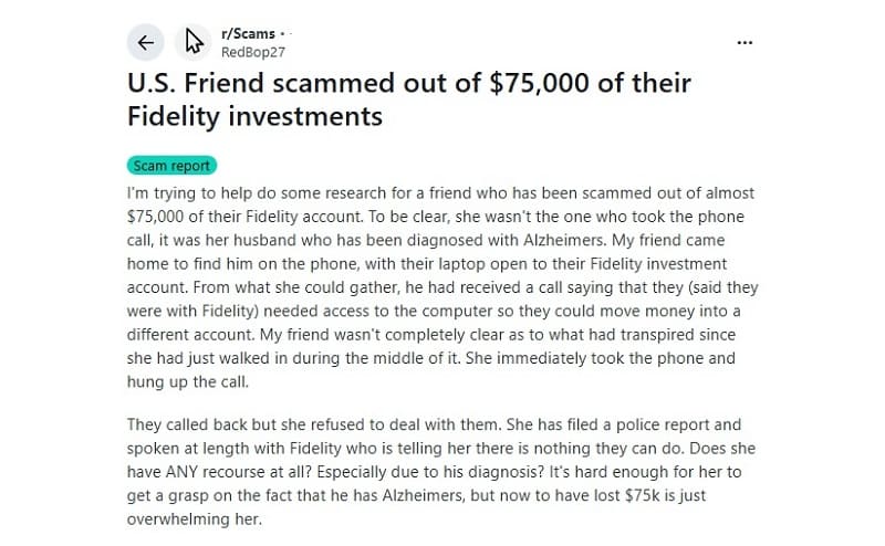 How Scammers Exploit the Reputation of Fidelity Investments to Steal Money