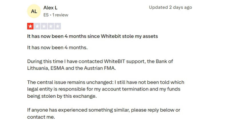 Legitimacy of WhiteBIT Exchange: Account Closures, Frozen Funds and User Complaints